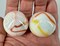 2 BOULDERS 35mm GELATO Marbles Glass White Yellow Orange Iridescent LARGE Swirl